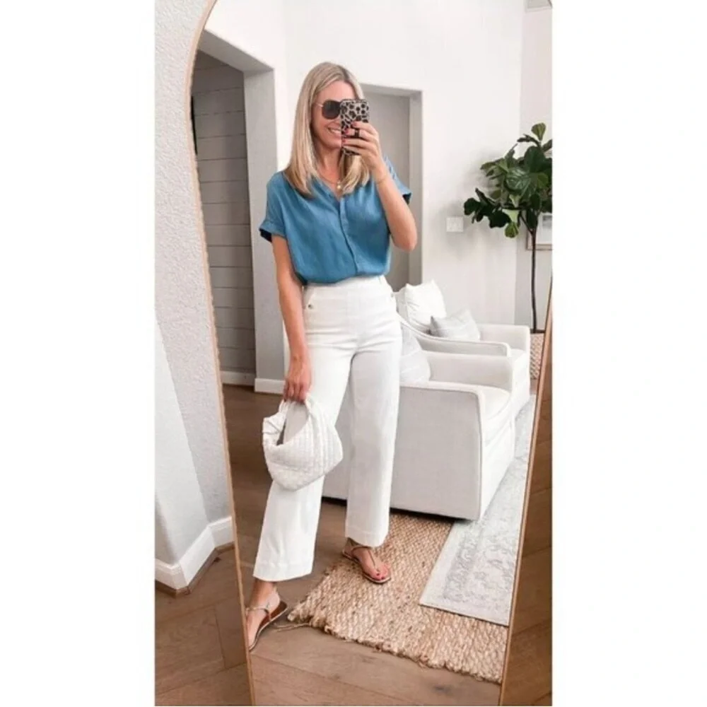 SPANX White Stretch Slimming Casual Twill Cropped Wide Leg Pant Size X-Large NWT